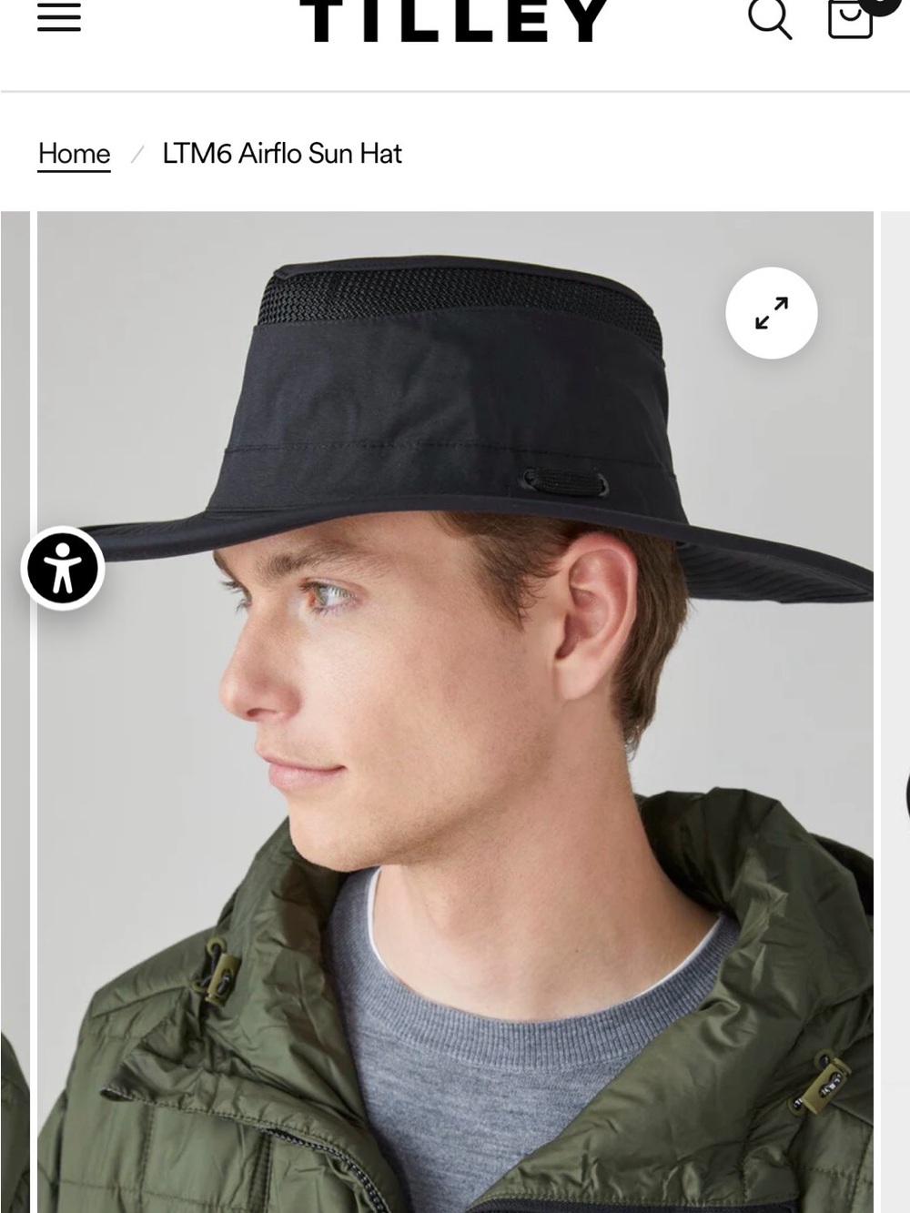 Tilley 🇨🇦 Unisex Airflo Sun Hat LTM6 - Black - UPF 50+ Water Repellent Wide Brim